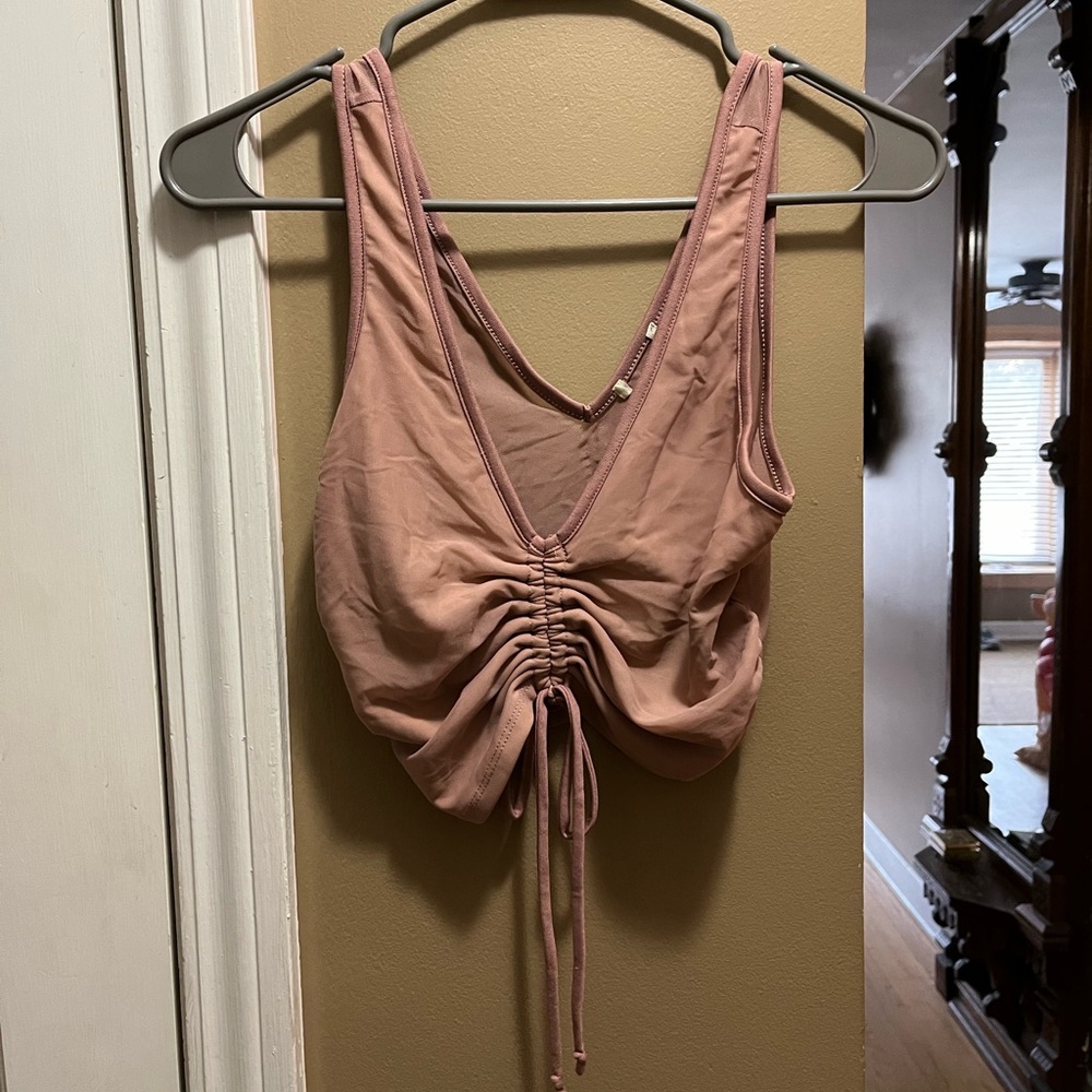 Cute pink crop top with mesh back